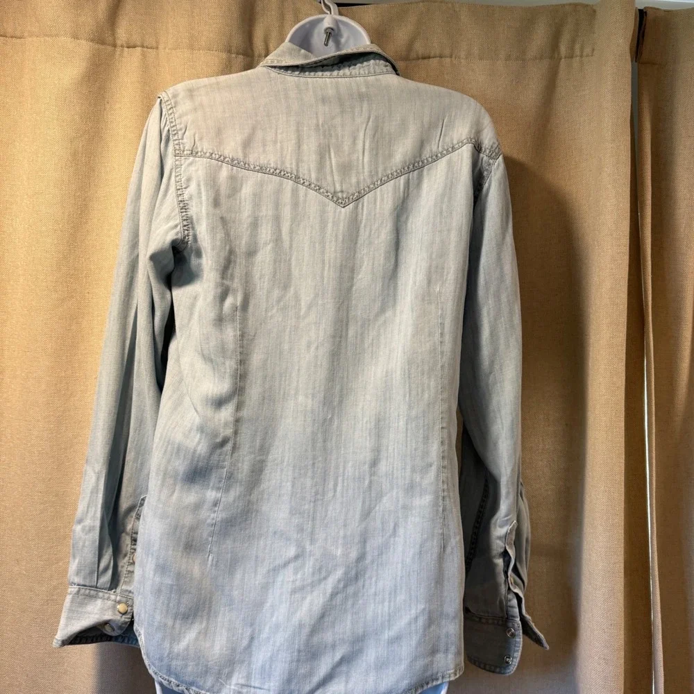 Ariat Pearl Snap Western Shirt Womens M Denim Blue Cowboy Rodeo - Picture 5 of 9